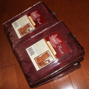 6x Autumn Harvest WINE brocade dining room chair covers fits most armless chairs